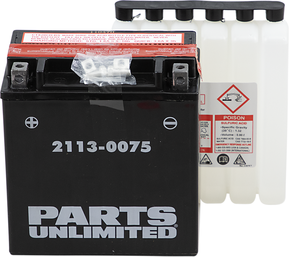 Parts Unlimited Agm Battery - Ytx20chbs .80 L Ctx20ch-Bs