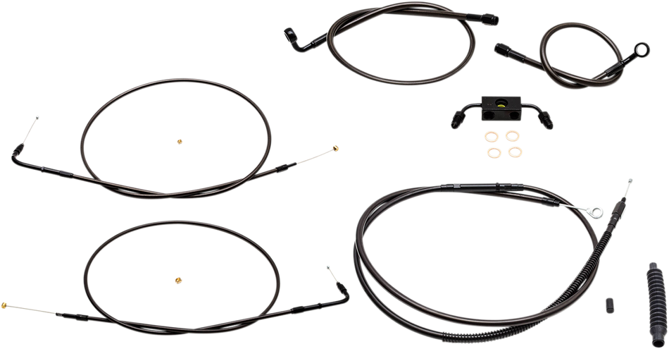 LA CHOPPERS Handlebar Cable/Brake Line Kit - 12" - 14" Ape Hanger Handlebars - Midnight LA-8321KT-13M