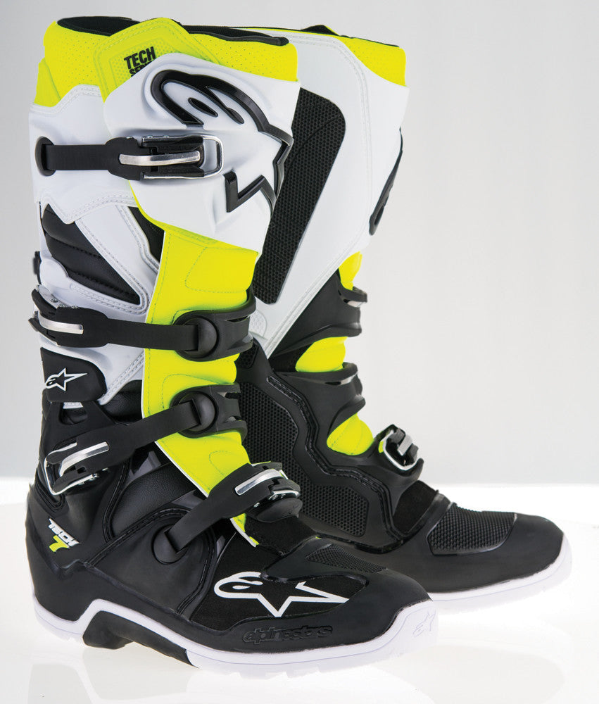 ALPINESTARS Tech 7 Enduro Boots Black/White/Yellow Sz 07 2012114-125-7