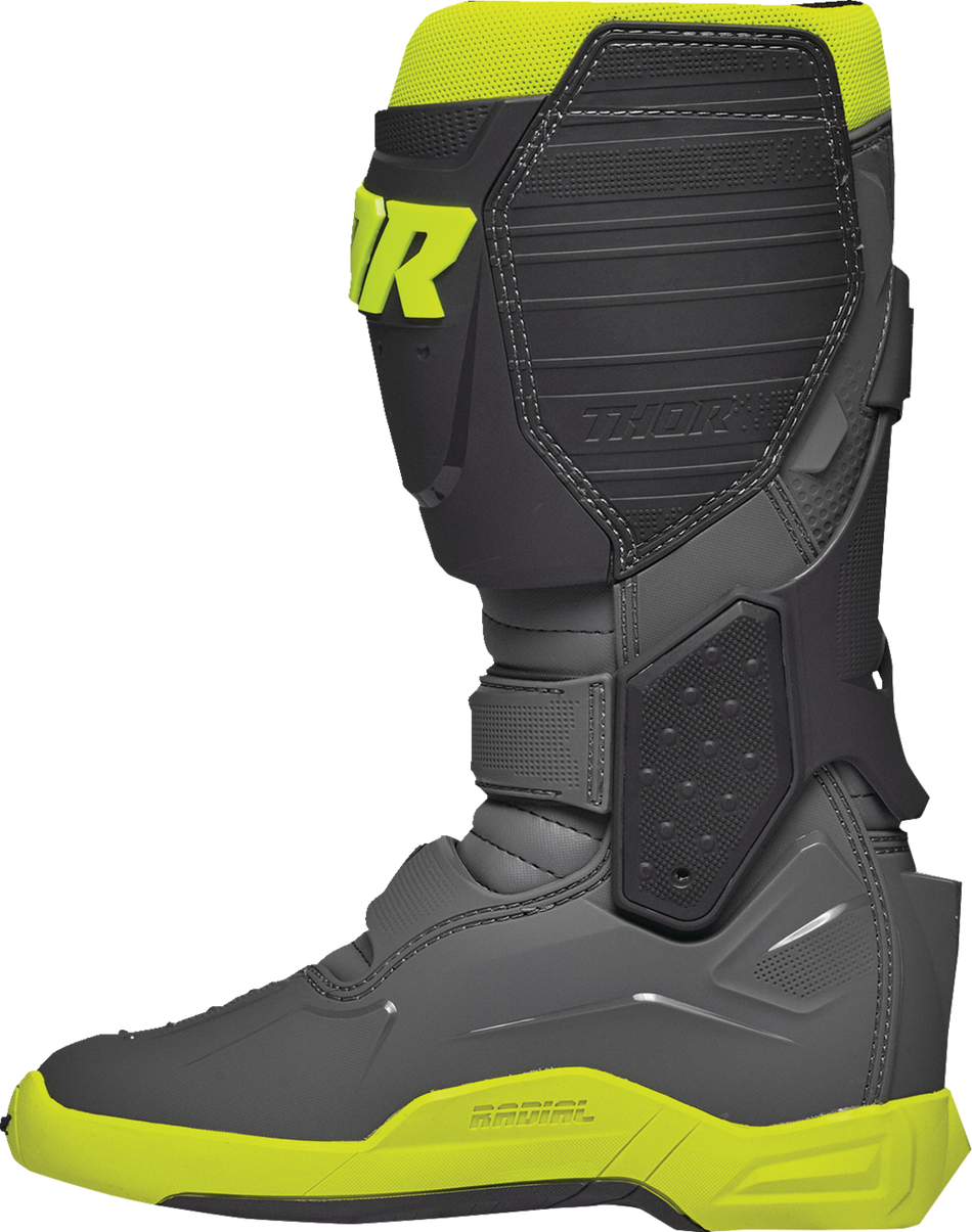 THOR Radial Boots - Gray/Fluorescent Yellow - Size 9 3410-2747
