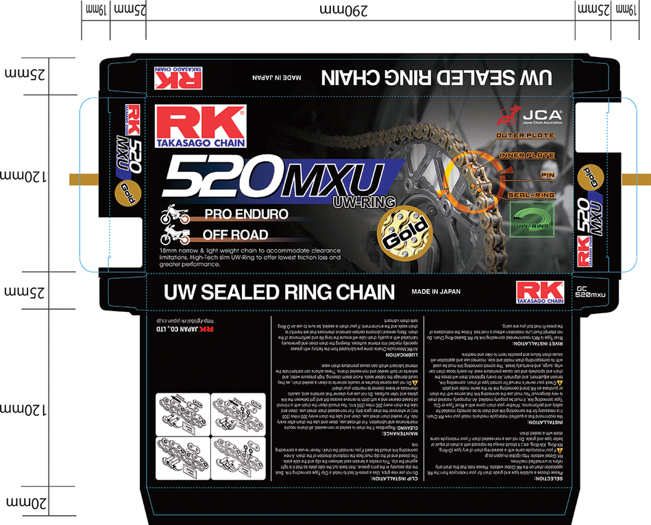 RK 520 MXU - Sealed Racing UW-Ring Chain - 110 Links GB520MXU-110