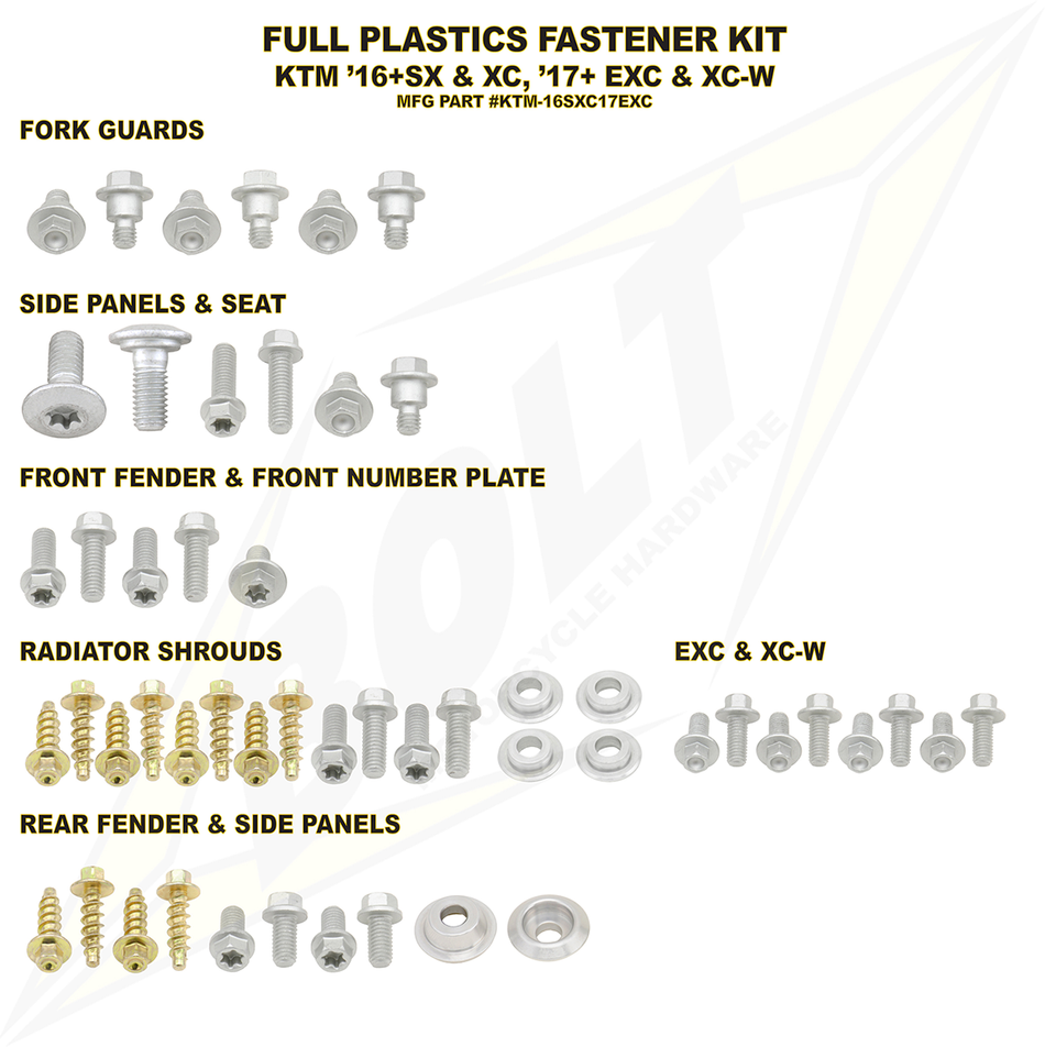 BOLT Fastener Body Kit KTM-16SXC17EXC