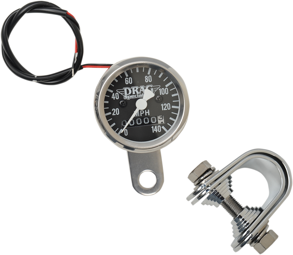 DRAG SPECIALTIES Mini Speedometer - Black - 2240:60 Ratio - 1-7/8" 21-6960DS-BX15A