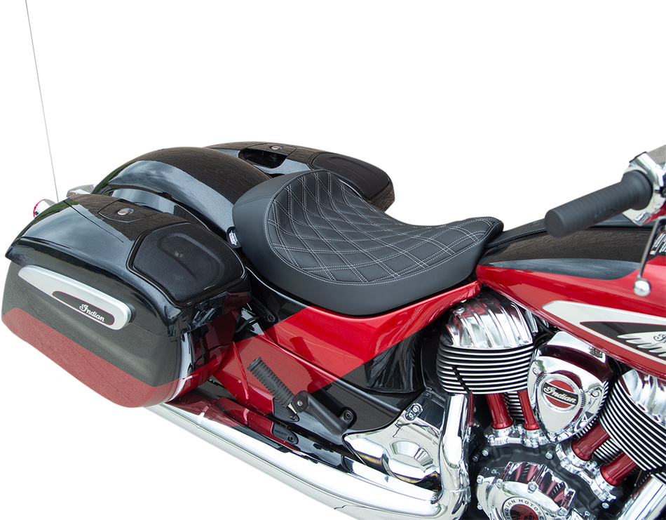 DRAG SPECIALTIES Solo Seat - Double Diamond - Silver Stitching - '14-'22 Indian 0810-2268