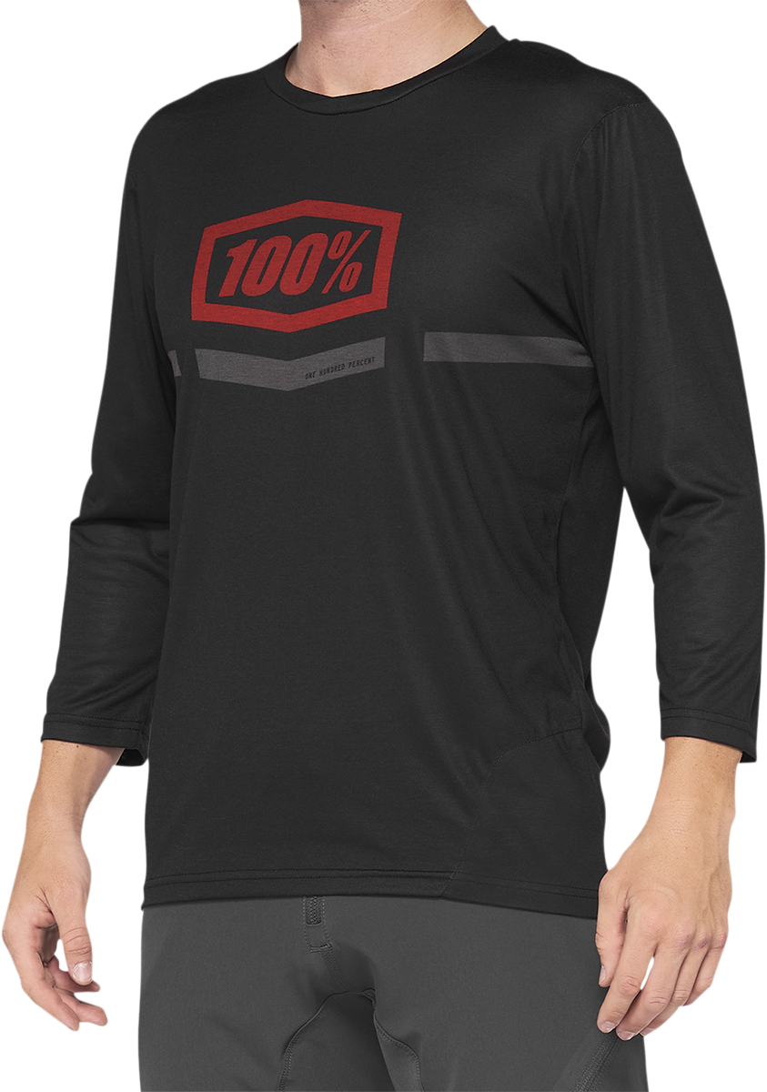 100% Airmatic 3/4 Sleeve Jersey - Black/Red - Large 40018-00007