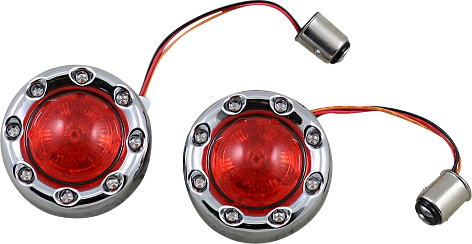 CUSTOM DYNAMICS Bullet Turn Signal 1157 - Chrome - Red Lens PB-BR-RR-57-CR