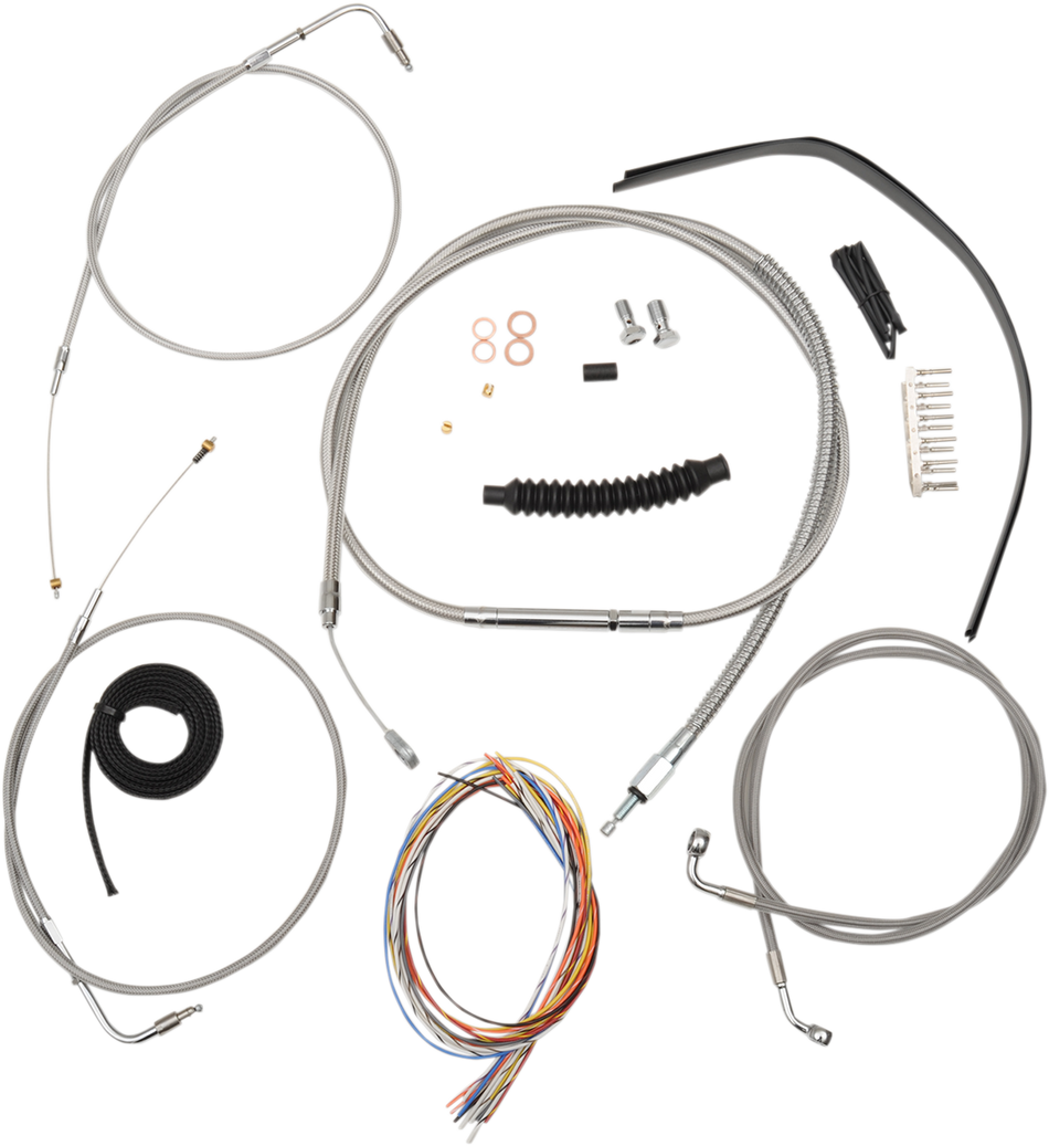 LA CHOPPERS Handlebar Cable/Brake Line Kit - Complete - 15" - 17" Ape Hanger Handlebars - Stainless LA-8230KT2-16