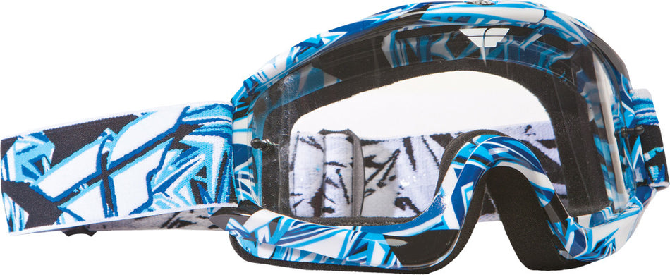FLY RACING Zone Adult Goggle Blue/White W/Clear Lens 37-2253