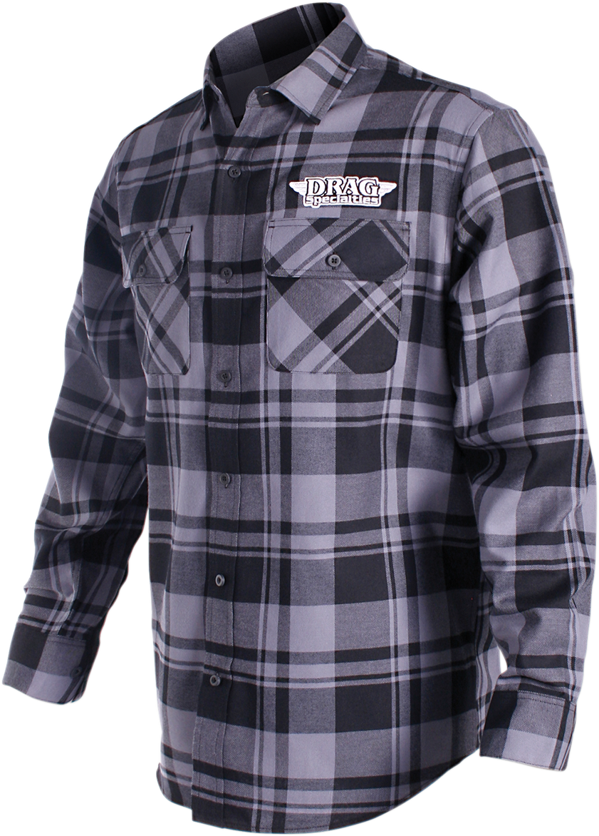 THROTTLE THREADS Drag Specialties Long-Sleeve Flannel Shirt - Gray/Black - XL DRG27S68GYXR