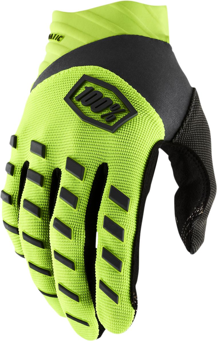 100% Youth Airmatic Gloves - Fluo Yellow/Black - Medium 10001-00005