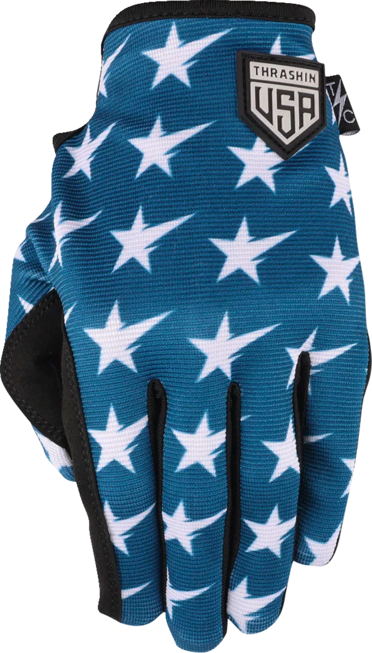 THRASHIN SUPPLY CO. Stars & Bolts Stealth Gloves - Red/Blue - Large SV1-12-10