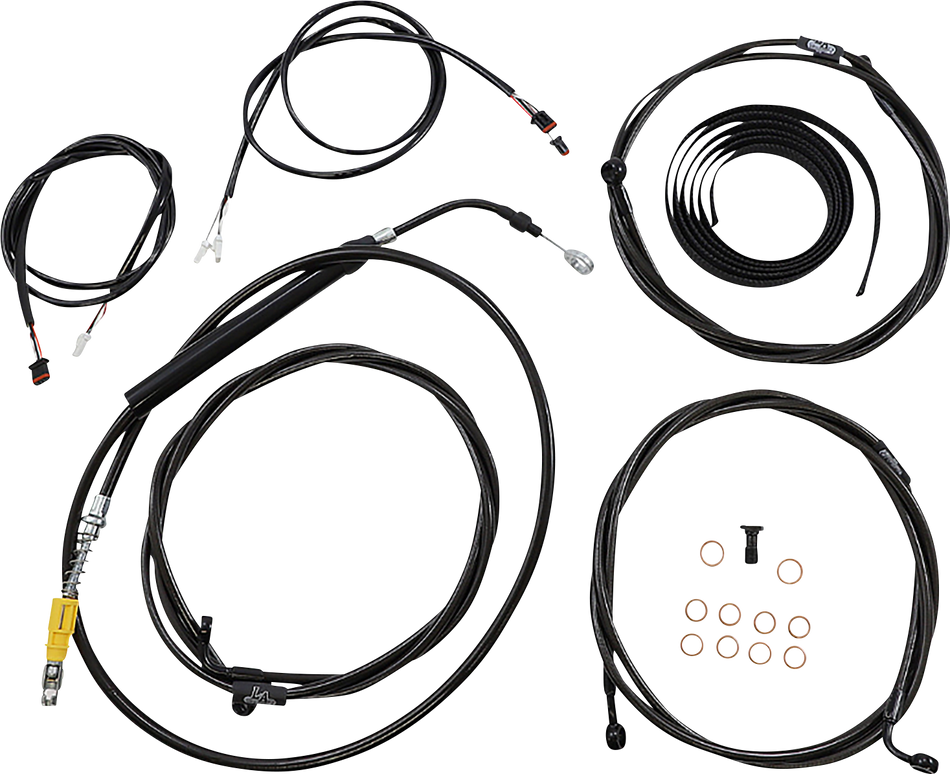 LA CHOPPERS Cable Kit - 15" - 17" Ape Hanger Handlebars - ABS - Black LA-8058KT3-16B