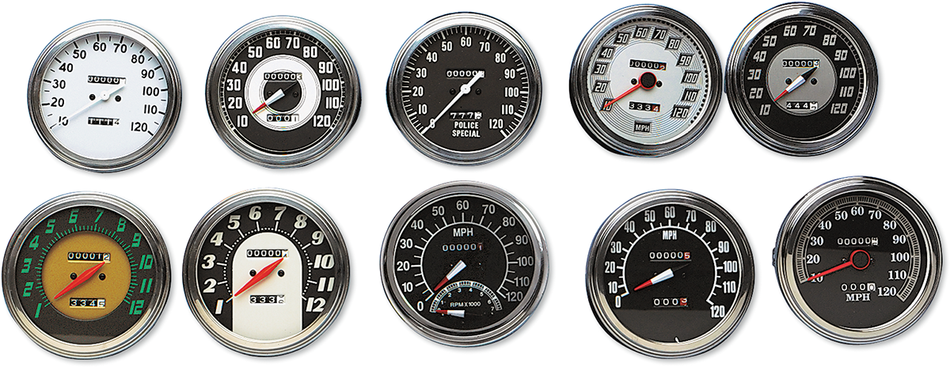 DRAG SPECIALTIES 5" MPH FL-Style 1:1 Speedometer - '36-'40 White Face 70842M