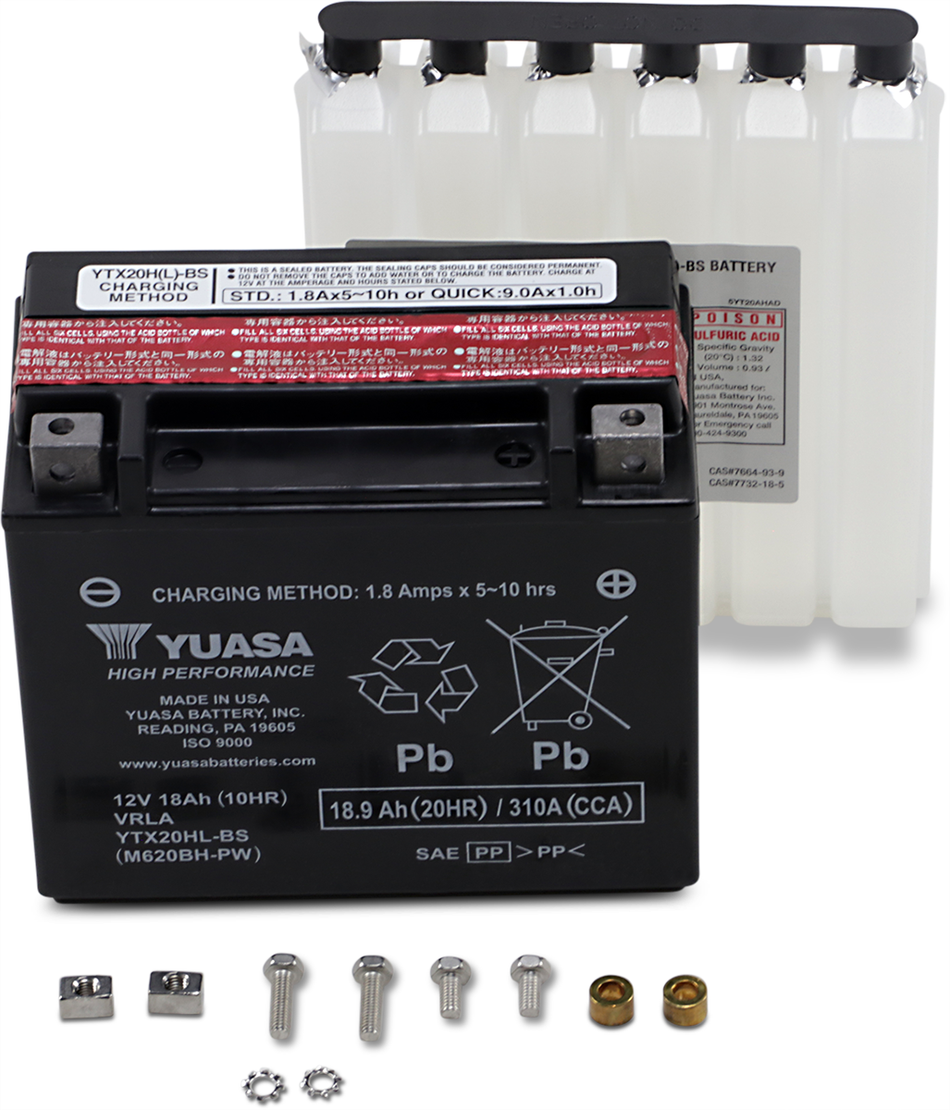 YUASA AGM Battery - YTX20HL-BS-PW .93 L YUAM620BH-PW