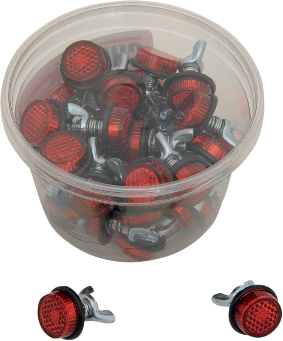 CHRIS PRODUCTS License Plate Reflectors - 40ct Tub - Red CH40R