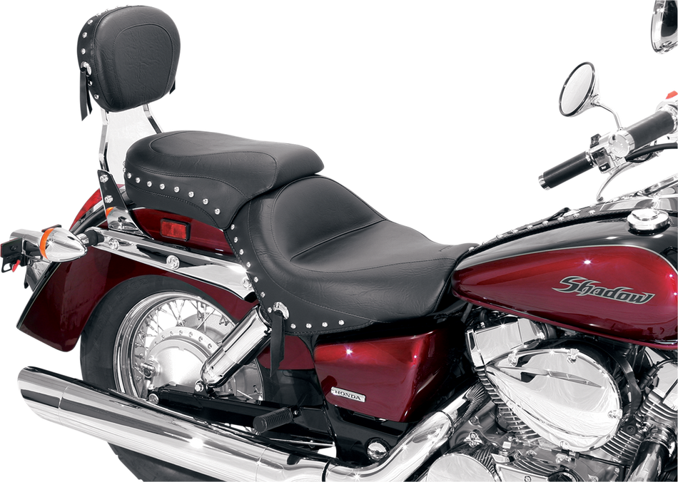 MUSTANG Seat - Wide - Touring - Without Backrest - Two-Piece - Chrome Studded - Black w/Conchos - 750Aero 76520
