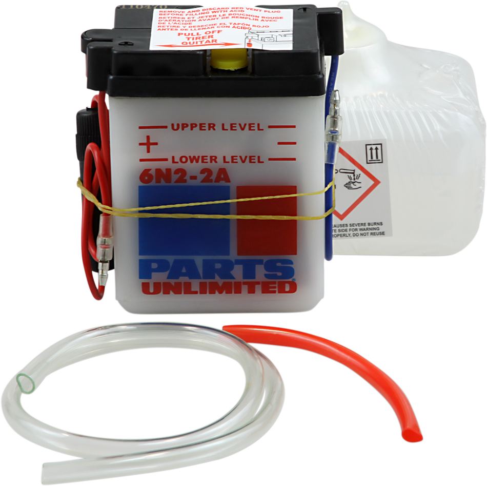 Parts Unlimited Battery  kit include acid 6N2-2A