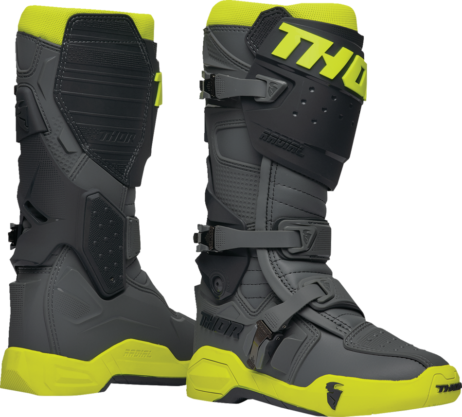 THOR Radial Boots - Gray/Fluorescent Yellow - Size 8 3410-2746