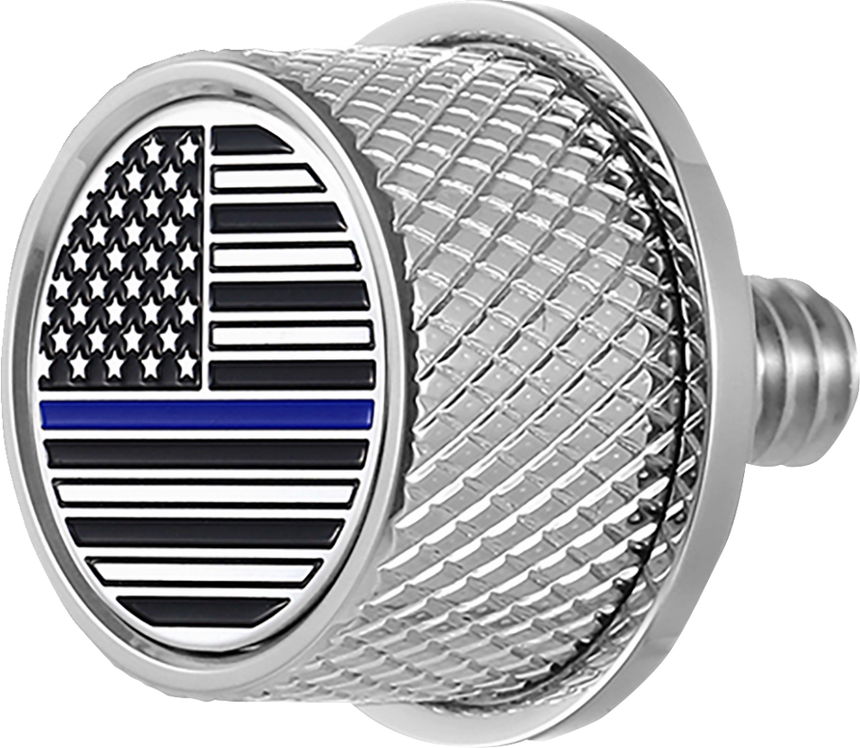 FIGURATI DESIGNS Seat Mounting Knob - Stainless Steel - Blue Line American Flag FD70-SEAT KN-SS