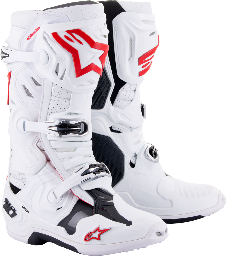 ALPINESTARS Tech 10 Supervented Boots White/Bright Red Sz 9 2010520-2230-9