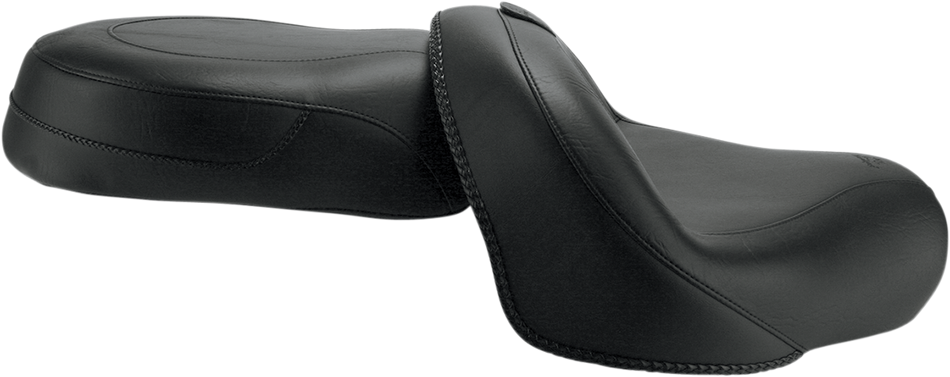 MUSTANG Seat - Vintage - Wide - Touring - With Driver Backrest - Two-Piece - Smooth - Black - VStar 950 79571