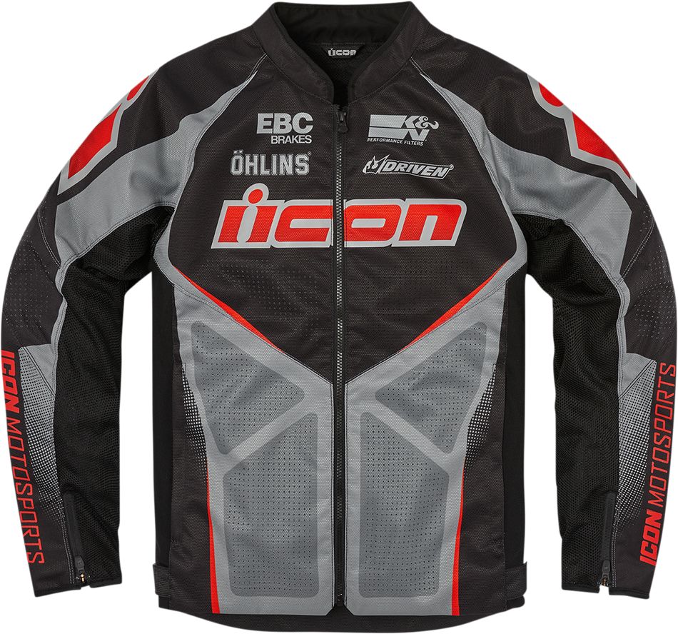 ICON Hooligan Ultrabolt Jacket - Black/Gray/Red - 3XL 2820-5533