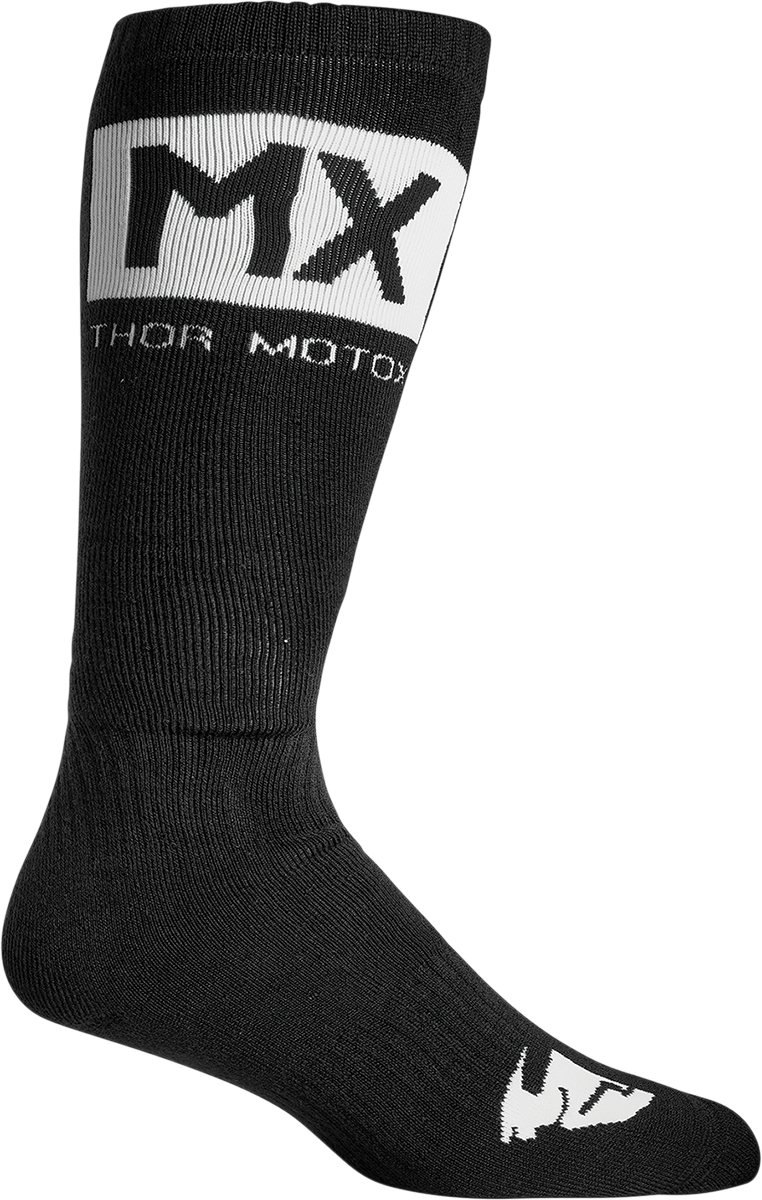 THOR Youth MX Solid Socks - Black/White - Size 1-6 3431-0662