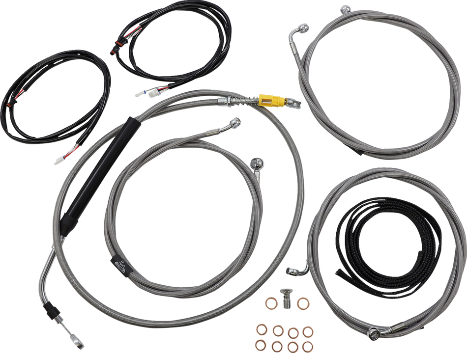 LA CHOPPERS Cable Kit - 18" - 20" Ape Hanger Handlebars - ABS - Stainless LA-8056KT3-19