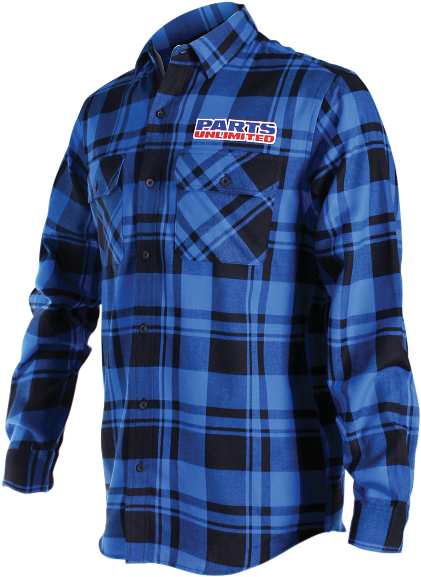 THROTTLE THREADS Parts Long-Sleeve Flannel Shirt - Blue/Black - Medium PSU34S68BLMR