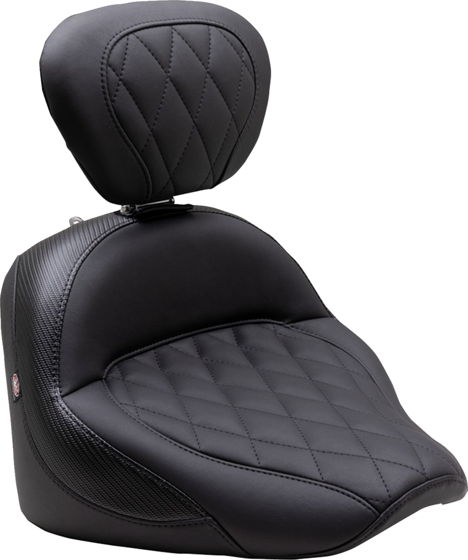 MUSTANG Solo Touring Seat - w/ Driver Backrest - Black - Diamond Stitch - Chief '22-'23 89740