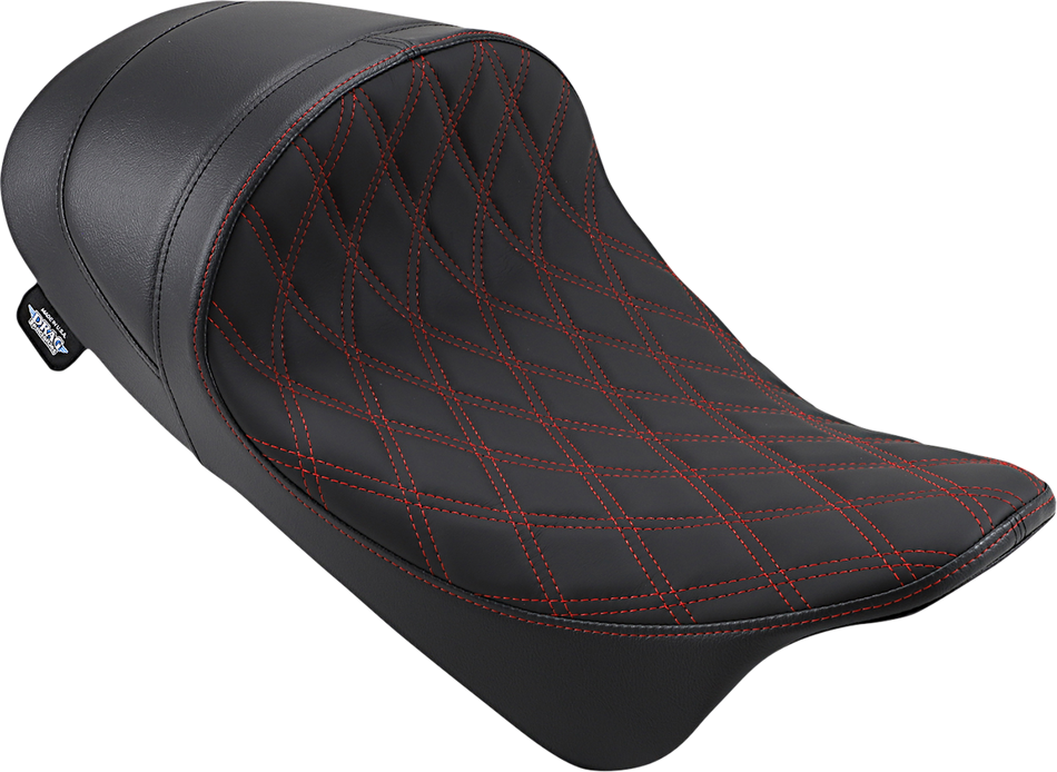 DRAG SPECIALTIES Forward Low Solo Seat - Diamond - Red Stitched - FL '08-'22 0801-1254