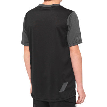 100% Youth Ridecamp Jersey - Short-Sleeve - Black/Charcoal - Small 40031-00000