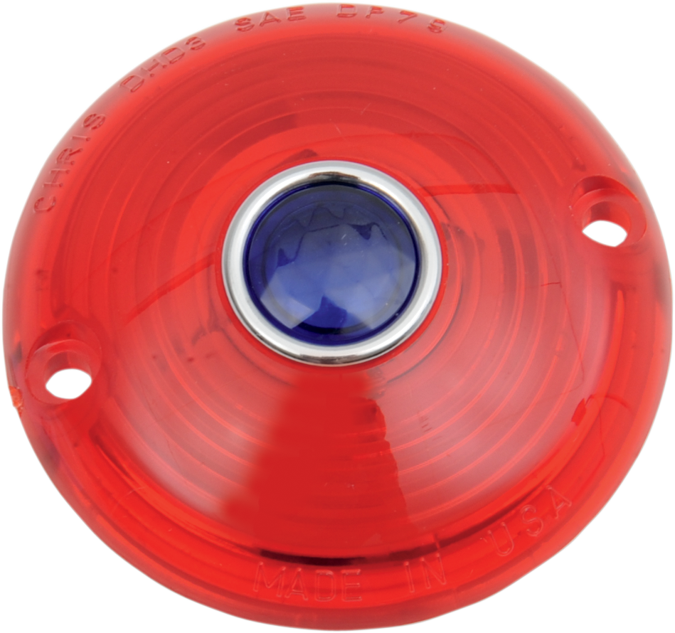 CHRIS PRODUCTS Turn Signal Lens - '63-'85 FL - Red with Blue Dot DHD3RB