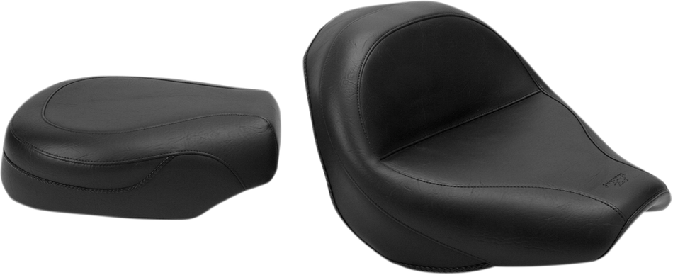 MUSTANG Seat - Vintage - Wide - Touring - Without Driver Backrest - Two-Piece - Smooth - Black - VTX1300 75907