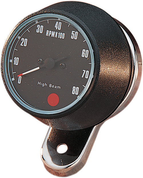 DRAG SPECIALTIES 8000 RPM Mechanical Tachometer - Chromed Bracket - Black Face 72701