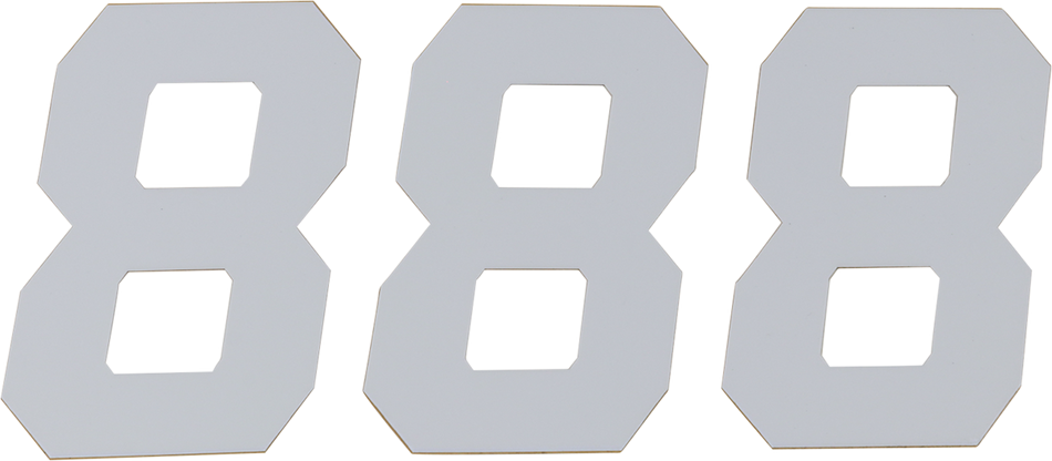 D'COR VISUALS Race Number Plate - #8 - White - 6" 45-36-8