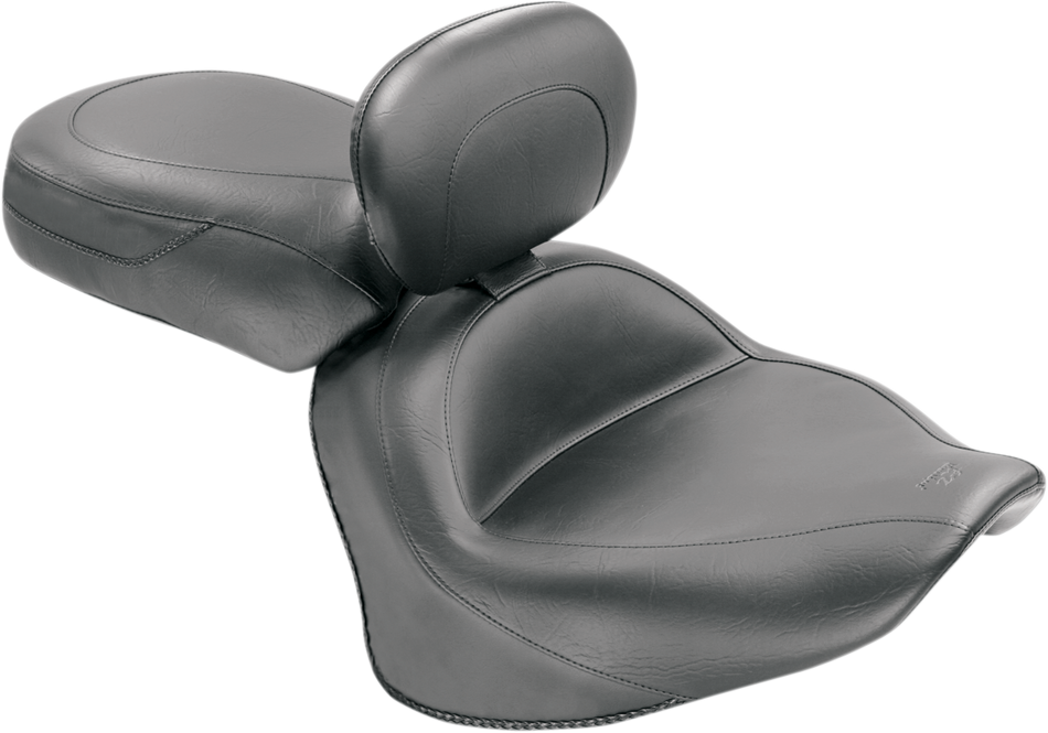 MUSTANG Seat - Vintage - Wide - Touring - With Driver Backrest - Two-Piece - Smooth - Black - VStar 1300 79477