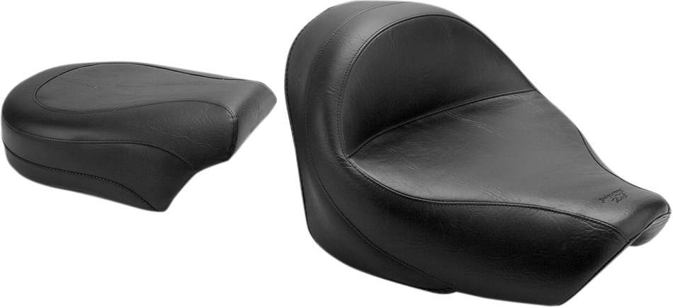 MUSTANG Seat - Vintage - Wide - Touring - Without Driver Backrest - Two-Piece - Smooth - Black - VT750 76521