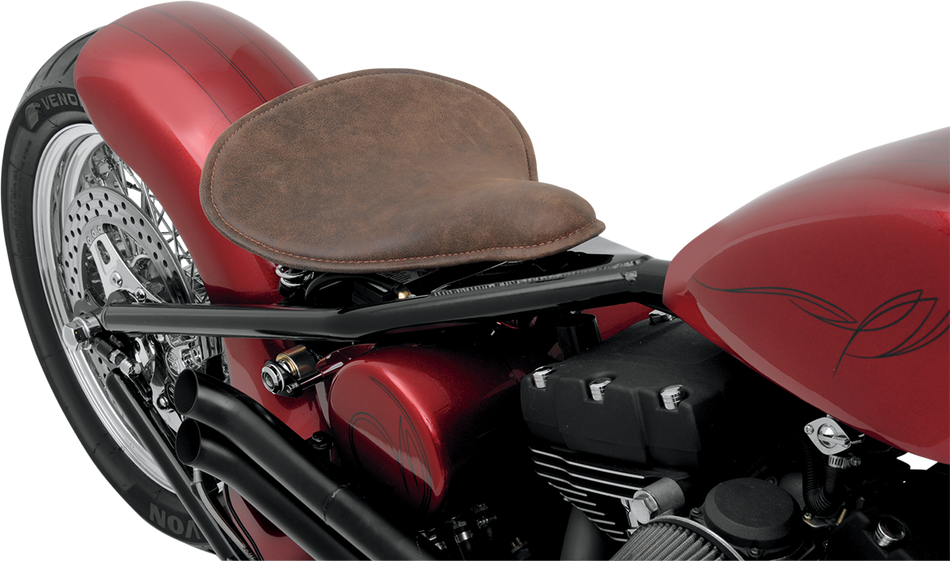 DRAG SPECIALTIES Seat - Spring Solo - Low-Profile - Large - Distressed Brown Leather/Perimeter Stitch 0806-0056