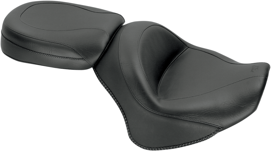MUSTANG Seat - Vintage - Wide - Touring - Without Driver Backrest - Two-Piece - Smooth - Black - Stryker 76661