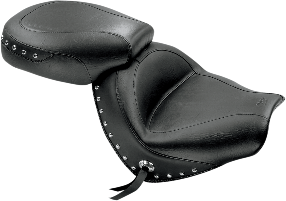MUSTANG Seat - Wide - Touring - Without Backrest - Two- Piece - Chrome Studded - Black w/Conchos - VTX1300C 76190