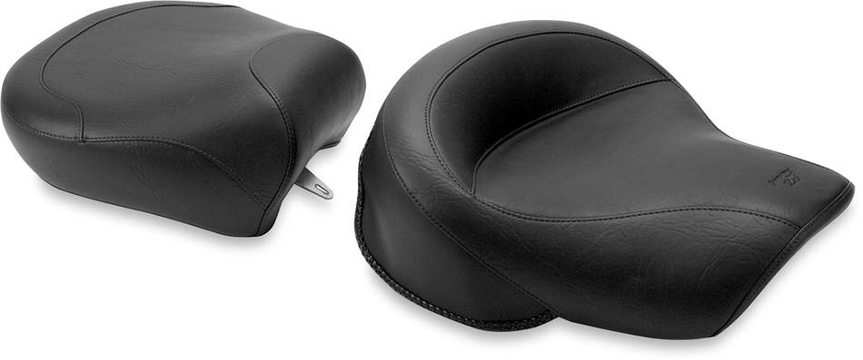 MUSTANG Seat - Vintage - Wide - Touring - Without Driver Backrest - Two-Piece - Smooth - Black - Vulcan 75980