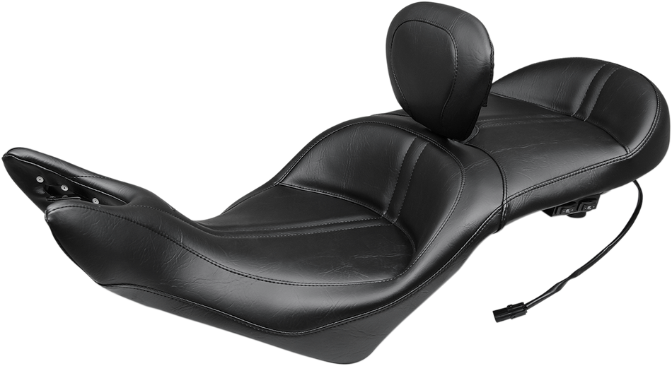MUSTANG One-Piece Touring Seat - Heated - w/ Driver Backrest - Black 79723