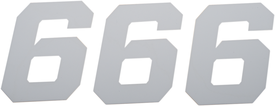 D'COR VISUALS Race Number Plate - #6 - White - 6" 45-36-6