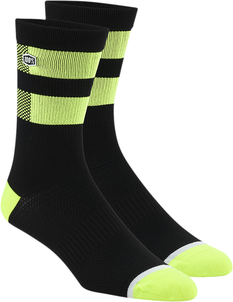 100% Flow Socks - Black/Fluorescent Yellow - Small/Medium 24005-490-17