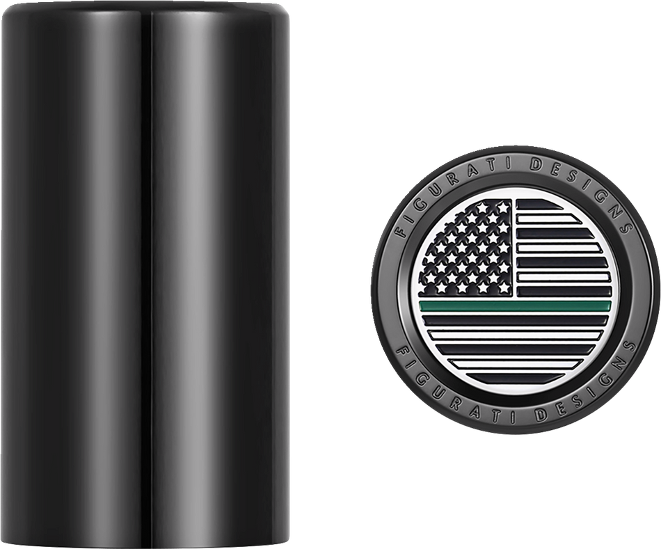 FIGURATI DESIGNS Docking Hardware Covers - American Flag - Green Line - Long - Black FD72-DC-2545-BK