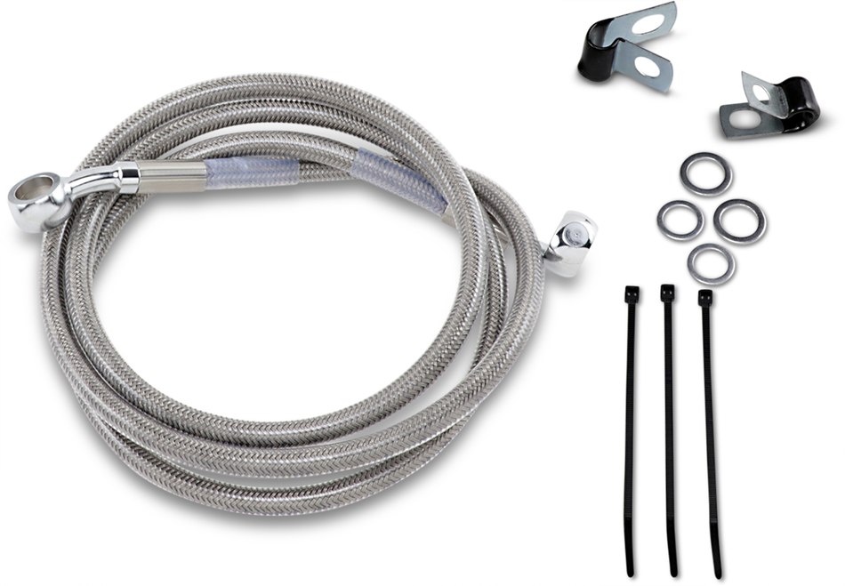 DRAG SPECIALTIES Brake Line - Front - +4" - Stainless Steel 640210-4