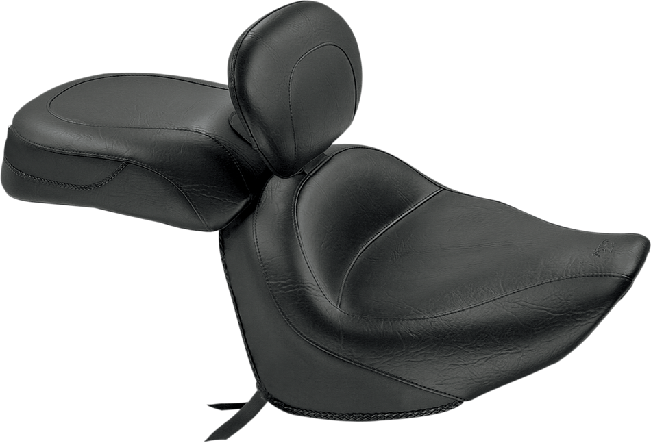 MUSTANG Seat - Vintage - Wide - Touring - With Driver Backrest - Two-Piece - Smooth - Black - Raider 79551