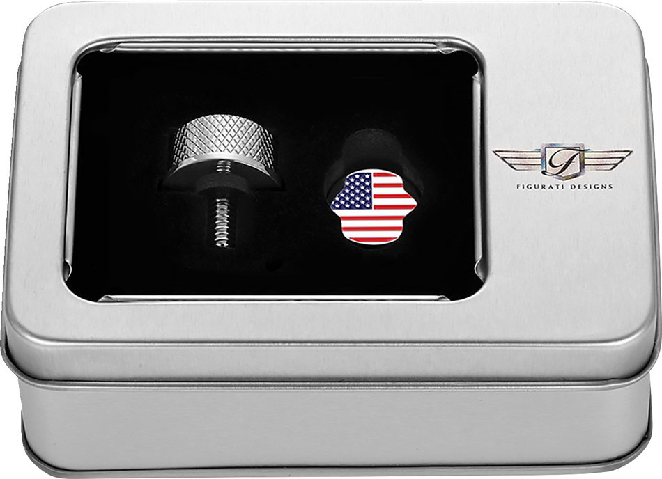 FIGURATI DESIGNS Seat Mounting Knob - Stainless Steel - American Flag FD20-SEAT KN-SS
