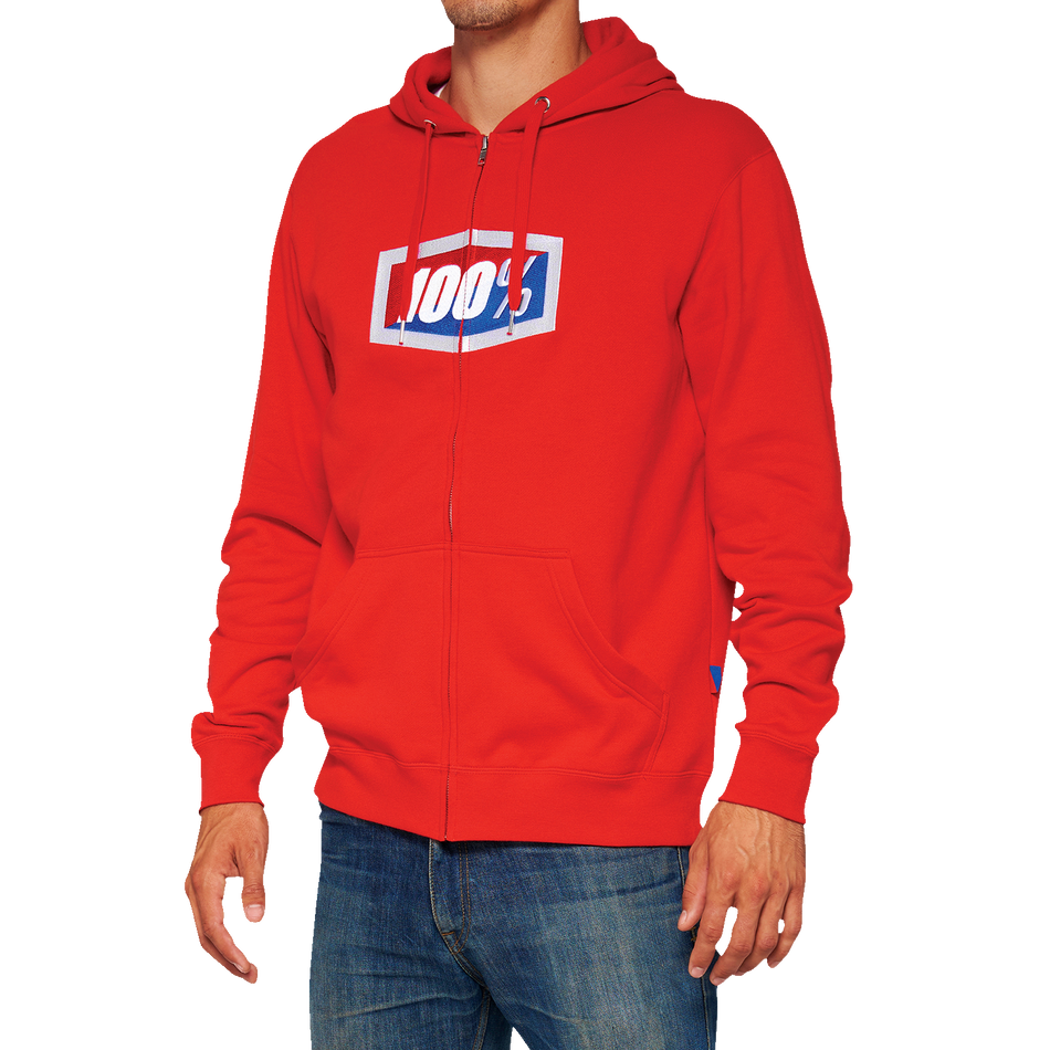 100% Official Fleece Zip-Up Hoodie - Red - Medium 20032-00016